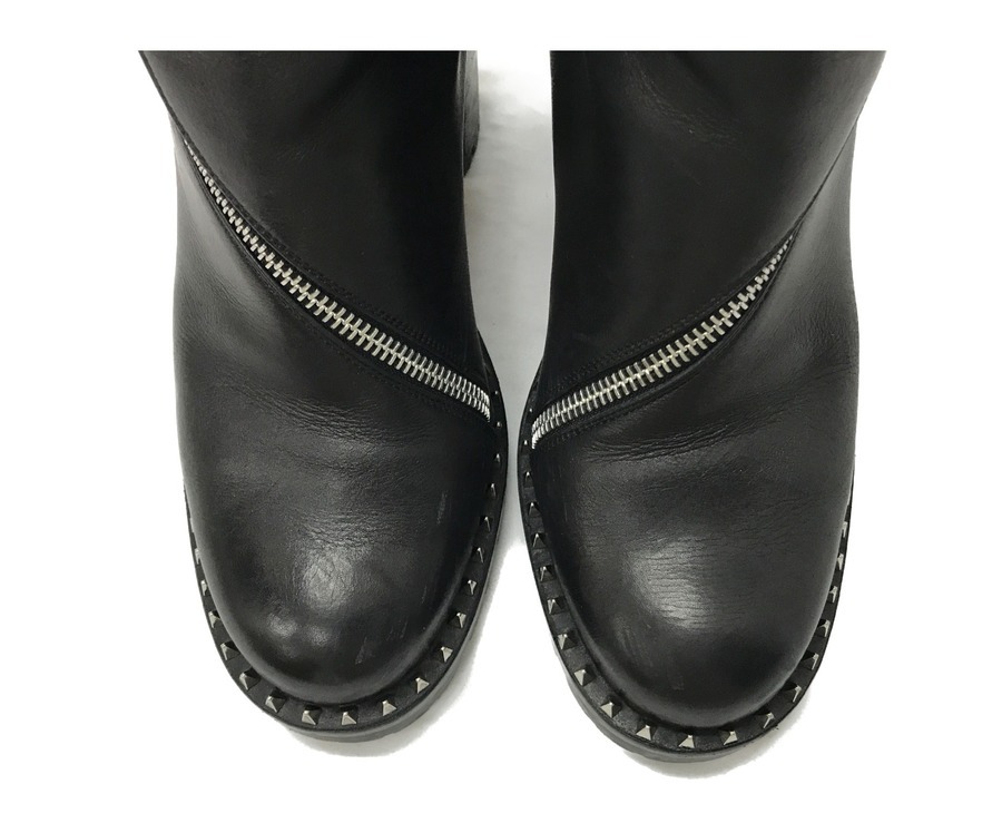 【極美品】 クリスチャンルブタン Birgitta Lug Boots CHRISTIAN LOUBOUTIN Calfskin Spikes Birgitta Lug 70 Zip