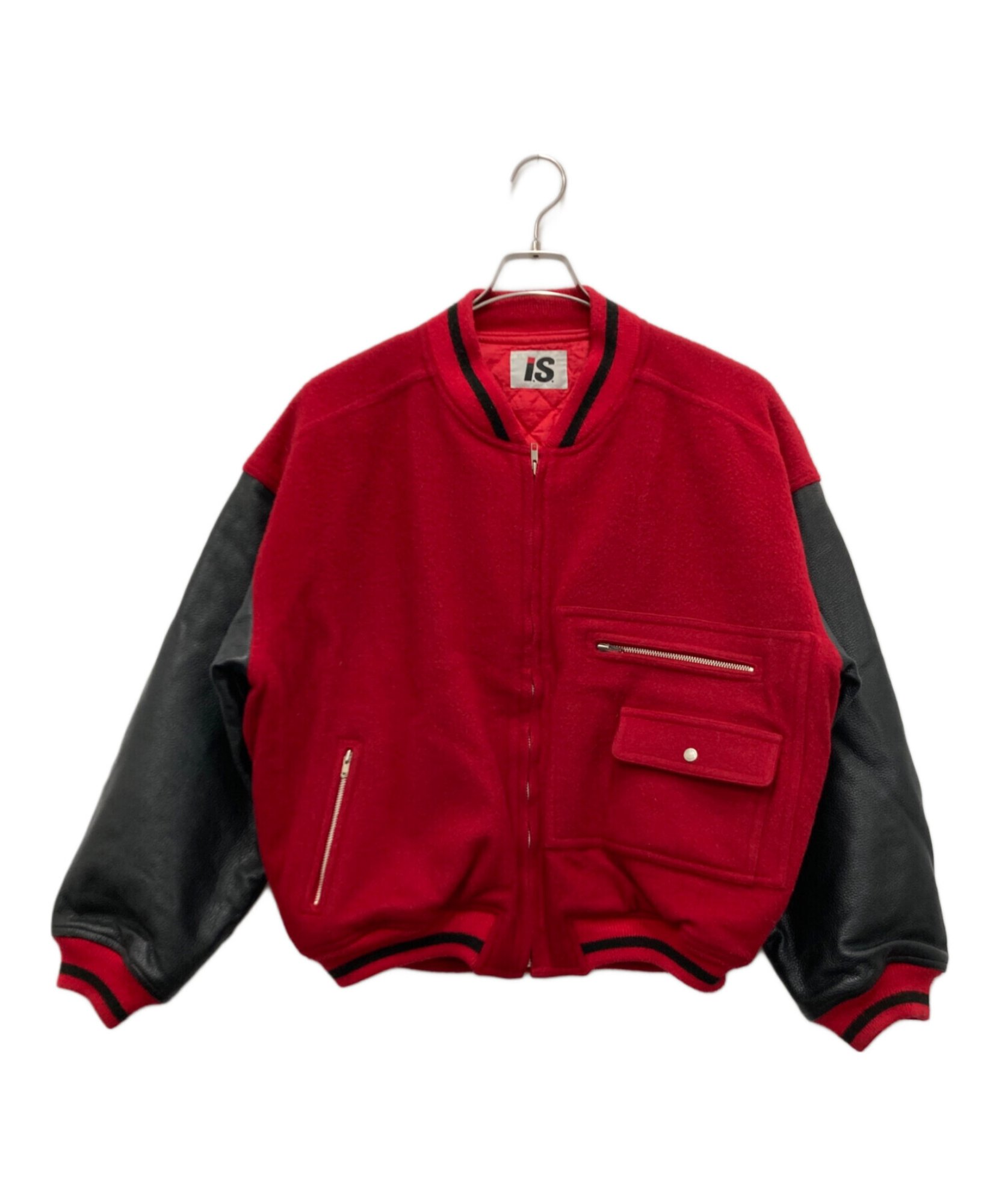 イッセイミヤケ　ボンディングデザインジャケット ISSEY MIYAKE / イッセイミヤケ】レザー切替ボンバージャケット | 80s