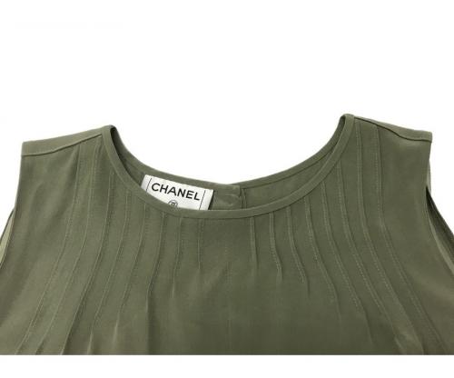 ココマークボタン ノースリーブシルクワンピースの＃CHANEL