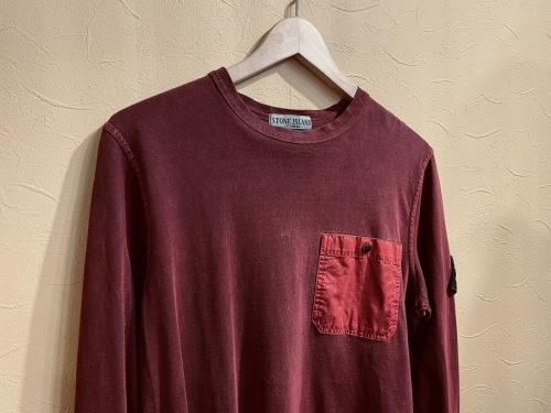 ガーメントダイロングスリーブカットソーのメンズ　ロンＴ　胸ポケット