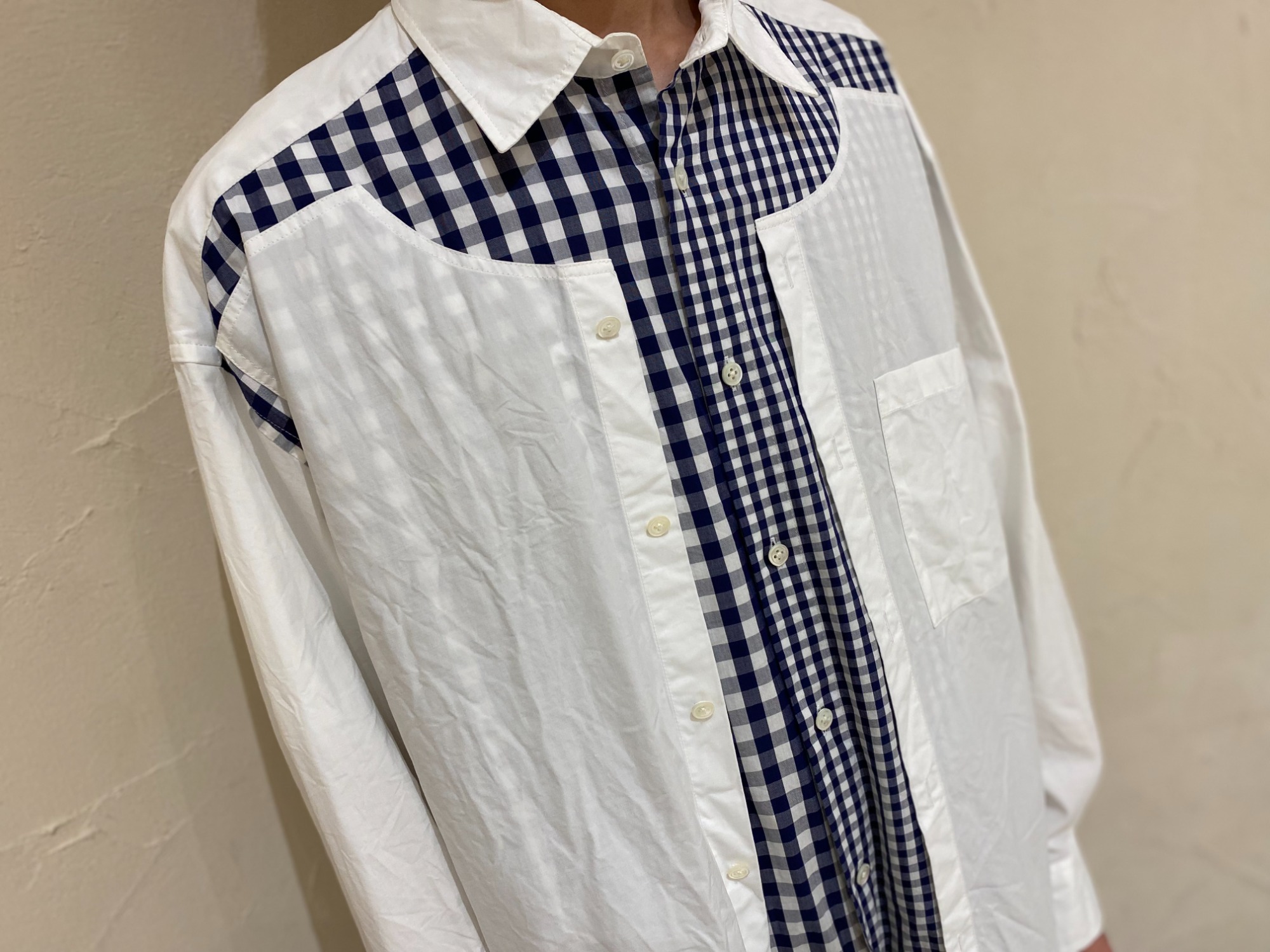 JW ANDERSON アシンメトリーギンガムチェックシャツ