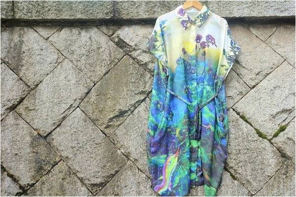 格安新品 ディープフォレストシルクワンピース ツモリチサト Chisato Tsumori ひざ丈ワンピース Printpresso Com