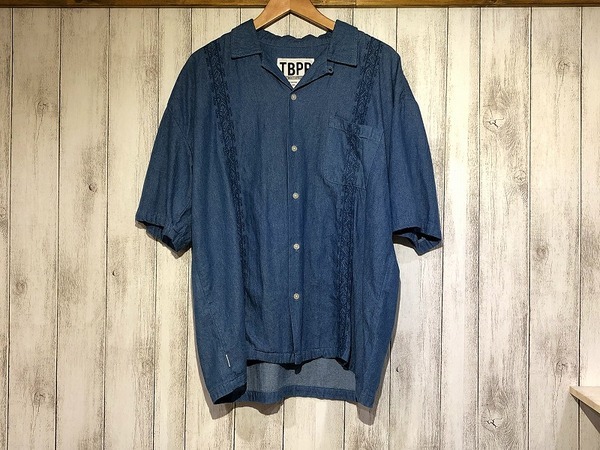 TBPR タイトブース デニム オープンカラー 刺繍 キューバシャツ Mサイズ TIGHTBOOTH PRODUCTION / タイトブースプロダクション】ENCORE DENIM