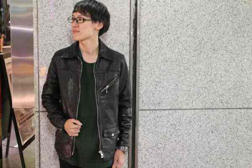 　ムートンジャケットのレザージャケット