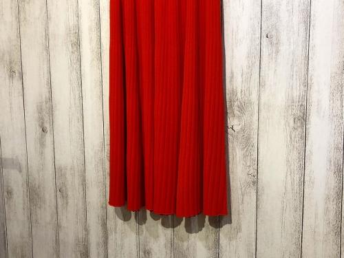 Crepe Knit Wide Rib Flare Dressのレディース