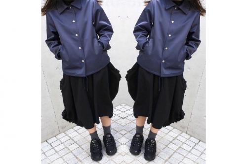 【美品】HYKE　ナイロン　ボンディングコーチジャケット ロング　ブラック　2 imgrc0075070900.jpg