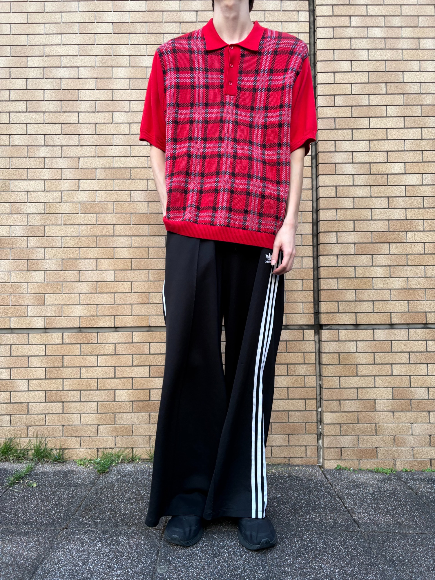 Plaid Supreme Sサイズ Red Polo S/S Knit Plaid Supreme Knit SUP-SS24-239 'Red' Polo S/S トップス