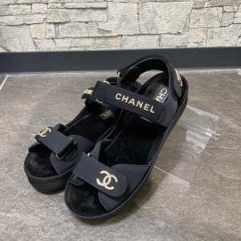 【CHANEL】ココマーク レザー×ファブリック サンダル
