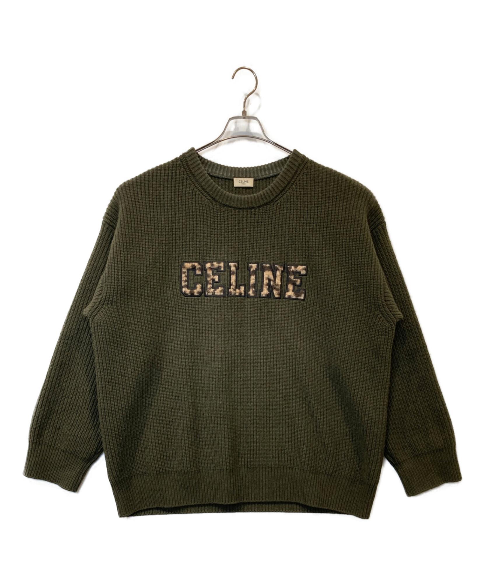 【美品】 CELINE ニットセーター　S カーキ CELINE / セリーヌ】オーバーサイズド セリーヌ セーター イン リブド