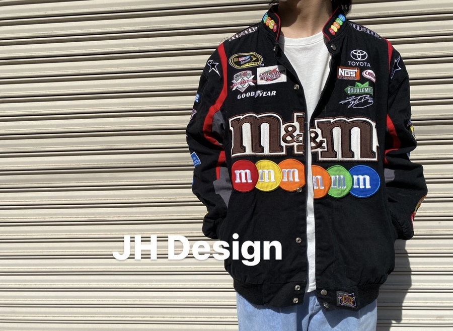 JH Design レーシングジャケット ファイアーパターン チェッカー柄