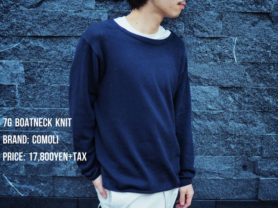 COMOLI コモリ 19AW カシミヤボートネックニット NAVY 3 | labiela.com