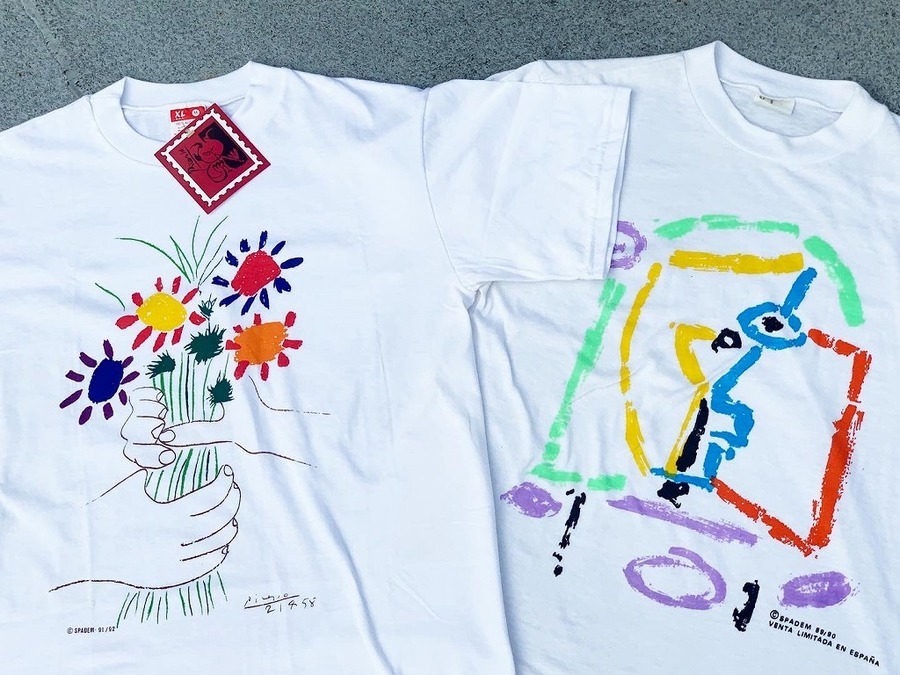 Vintage Art Tee Pablo Picasso パブロピカソ 花束を持つ手 ピカソ 美術館 90 Stシャツ買取入荷 07 26発行