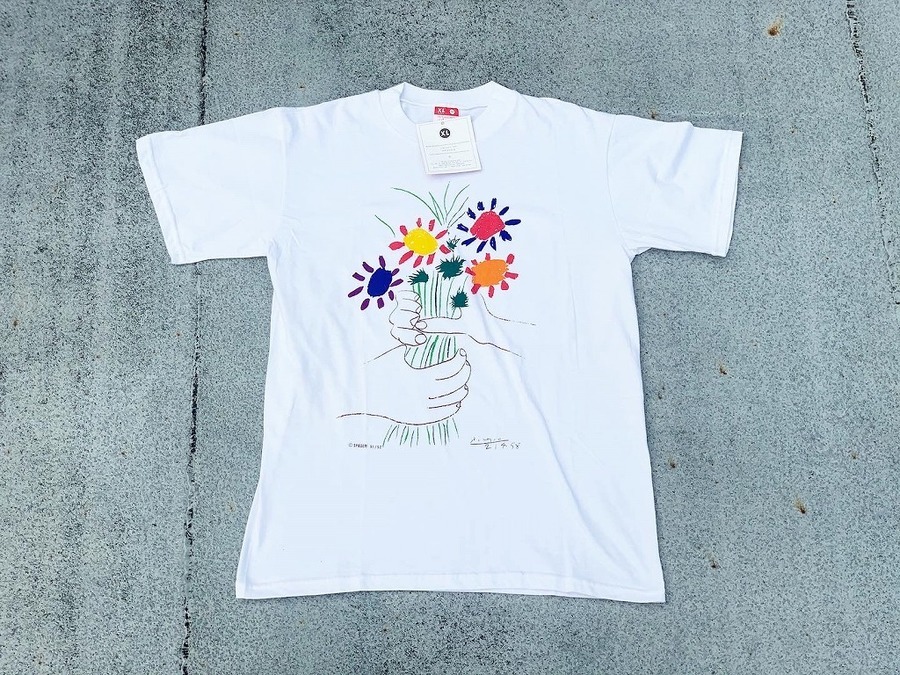 Vintage Art Tee Pablo Picasso パブロピカソ 花束を持つ手 ピカソ 美術館 90 Stシャツ買取入荷 07 26発行