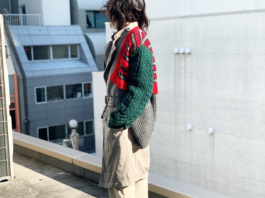 KOLOR/カラー】19AW・再構築カーディガン・ベルテッドトレンチコート