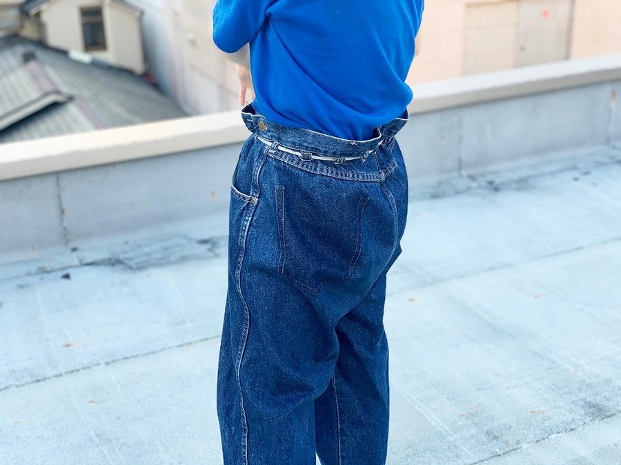 MAISON EUREKA メゾンエウレカ 日本製 VINTAGE REWORK BIGGY PANTS ヴィンテージリワークバギーパンツ 017-BLU-S S Indigo ラップ デニム ベルト ボトムス【MAISON EUREKA】