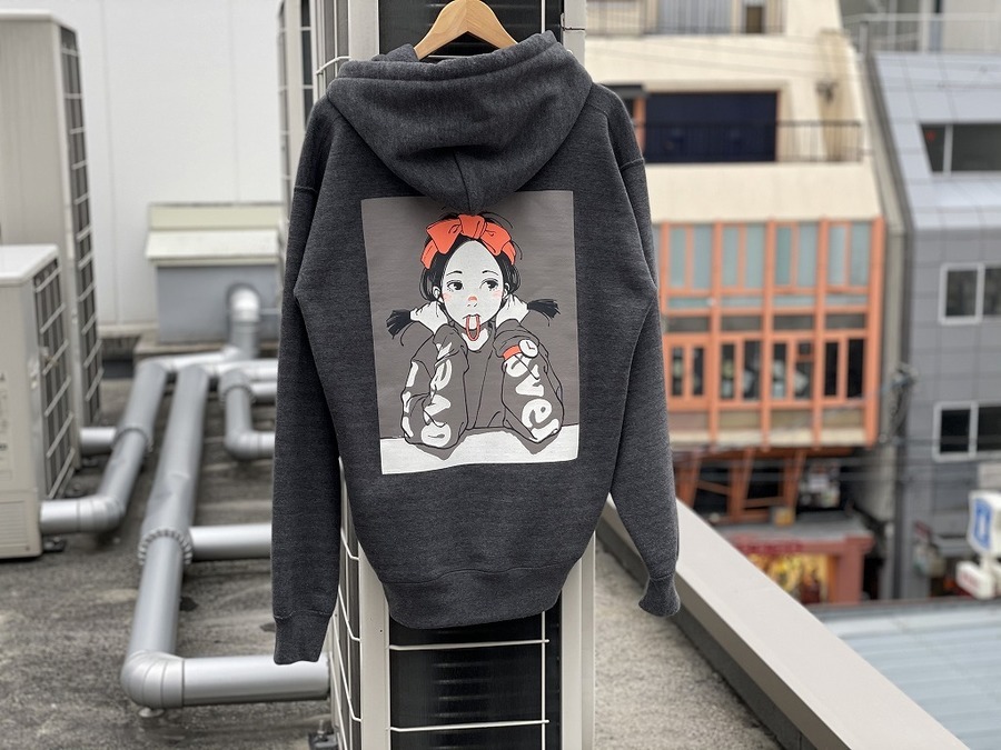 古塔つみ  over print pop art hoodie パーカーフード