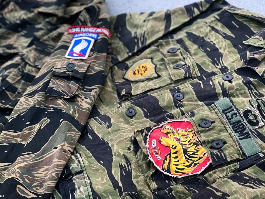 米軍　ジャングルファティーグ　1stタイプ　タイガーカモジャケット　複製品 新年スペシャル入荷】60'Sジャングルファティーグ・タイガーカモ大量