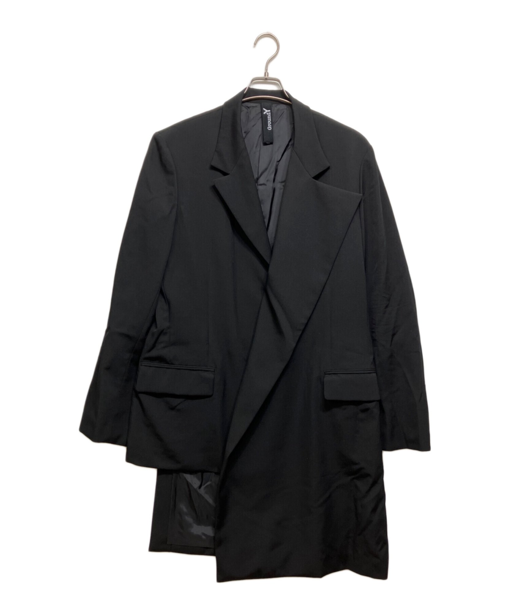 M*u様 【美品】グラウンドワイGroundY アシンメトリージャケット 3 ウ GROUND Y / グラウンドワイ】WOOL GABARDINE ASYMMETRICAL JACKET
