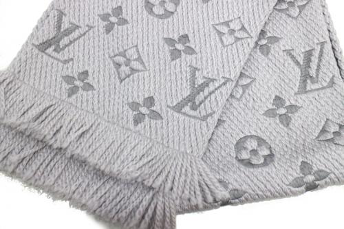 ルイ ヴィトン　のエシャルプ・ロゴマニアマフラー グレー M74742 グリペルル