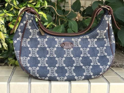 セリーヌのマカダム柄デニムハンドバッグ