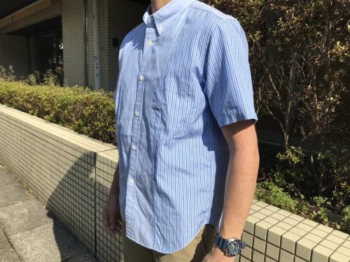 コムデギャルソンオムのストライプ切替シャツ