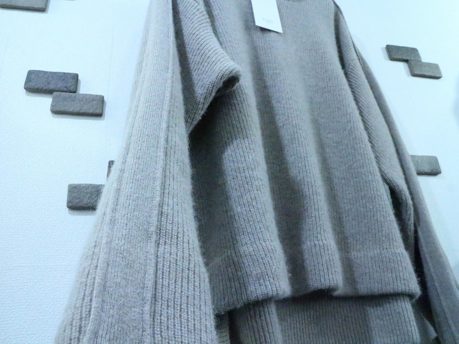 yokeALPACA WOOL CARDIGAN RIB STITCH KNIT