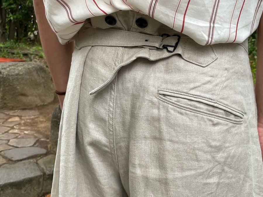 Ets MATERIAUX/マテリオ】のリネンフレンチワークパンツ を買取入荷