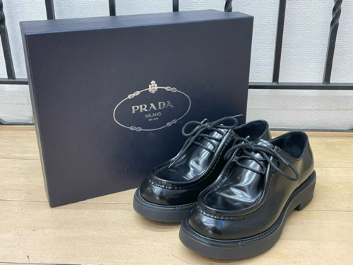 PRADAプラダ　レースアップシューズ　革靴 ブラウン27.5cm PRADA プラダ 靴 メンズ レースアップシューズ ビジネスシューズ