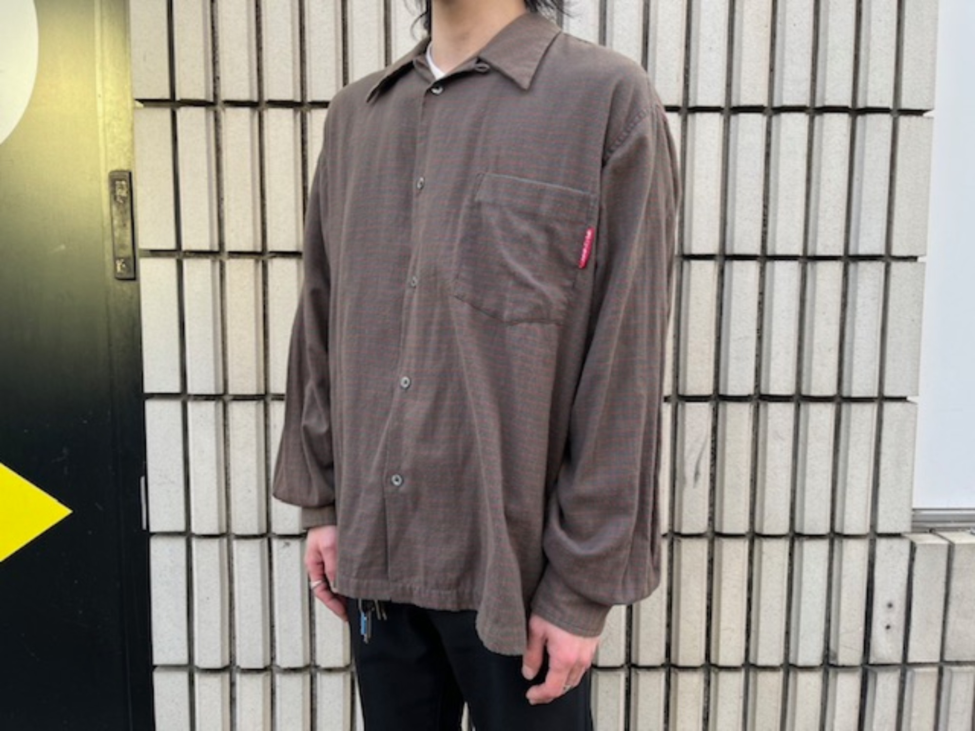 00s~ old stussy 格子ステッチ オープンカラーシャツ ブラック old stussy オープンカラーシャツ ギンガムチェック M USA製
