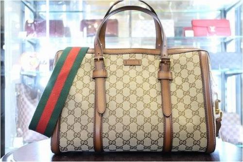 (アンティーク) Gucci GGパターン ボストンバッグ OLD GUCCI オールドグッチ シェリーライン GG柄 PVC×レザー