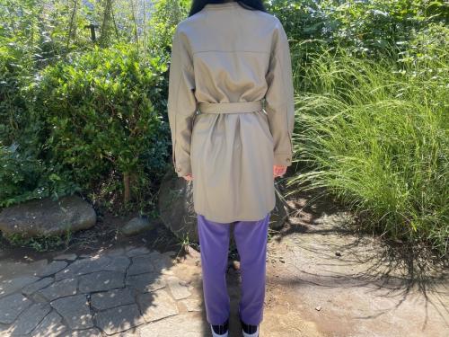 フェイクレザーベルト付きロングシャツ