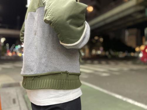 スウェット切替裾リブMA-1ジャケットのドメスティックブランド