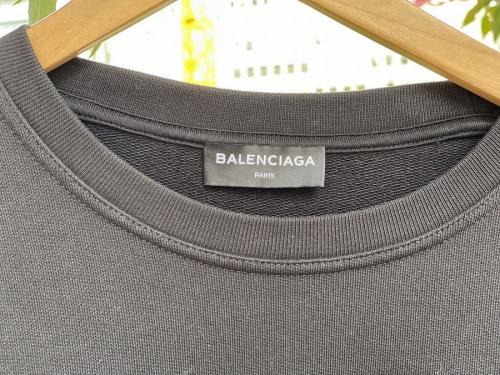 バレンシアガのHOMME刺繍パネルボーダー柄オーバーサイズクルーネックスウェット