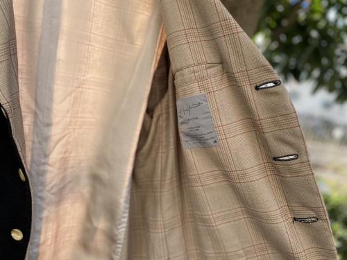 チェック切替テーラードジャケットの脱色期