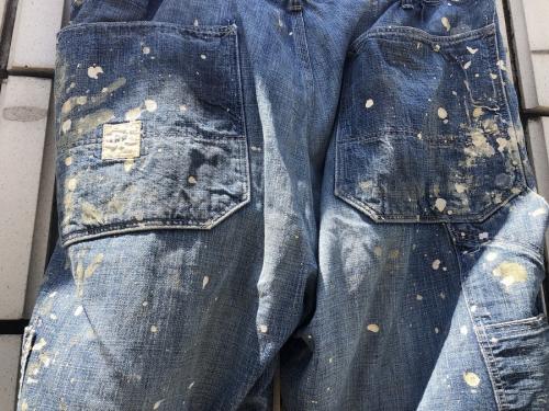 ダブルアールエル リミテッドエディションのヴィンテージ加工ペインターデニムパンツ