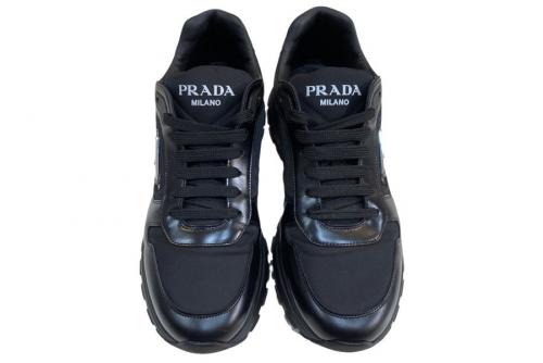 PRAX01 Re-Nylonトライアングル ロゴ ブラッシュドレザー スニーカーの2EE369