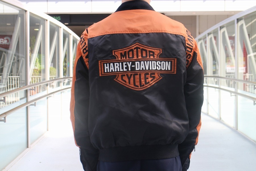 希少 HARLEY-DAVIDSON 刺繍ロゴ ナイロン レザー ジャケット - 通販