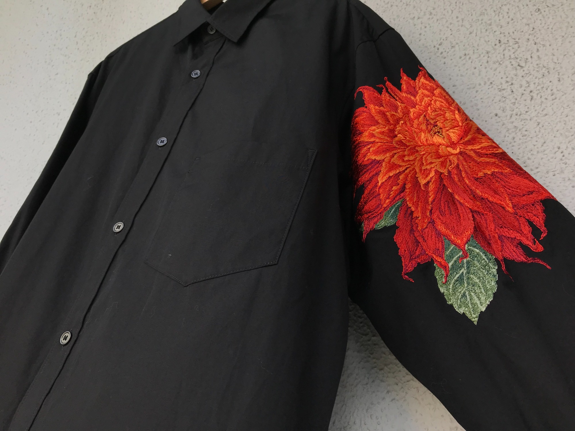 yohj yamamoto pour homme 22SS ダリア刺繍 シャツ-