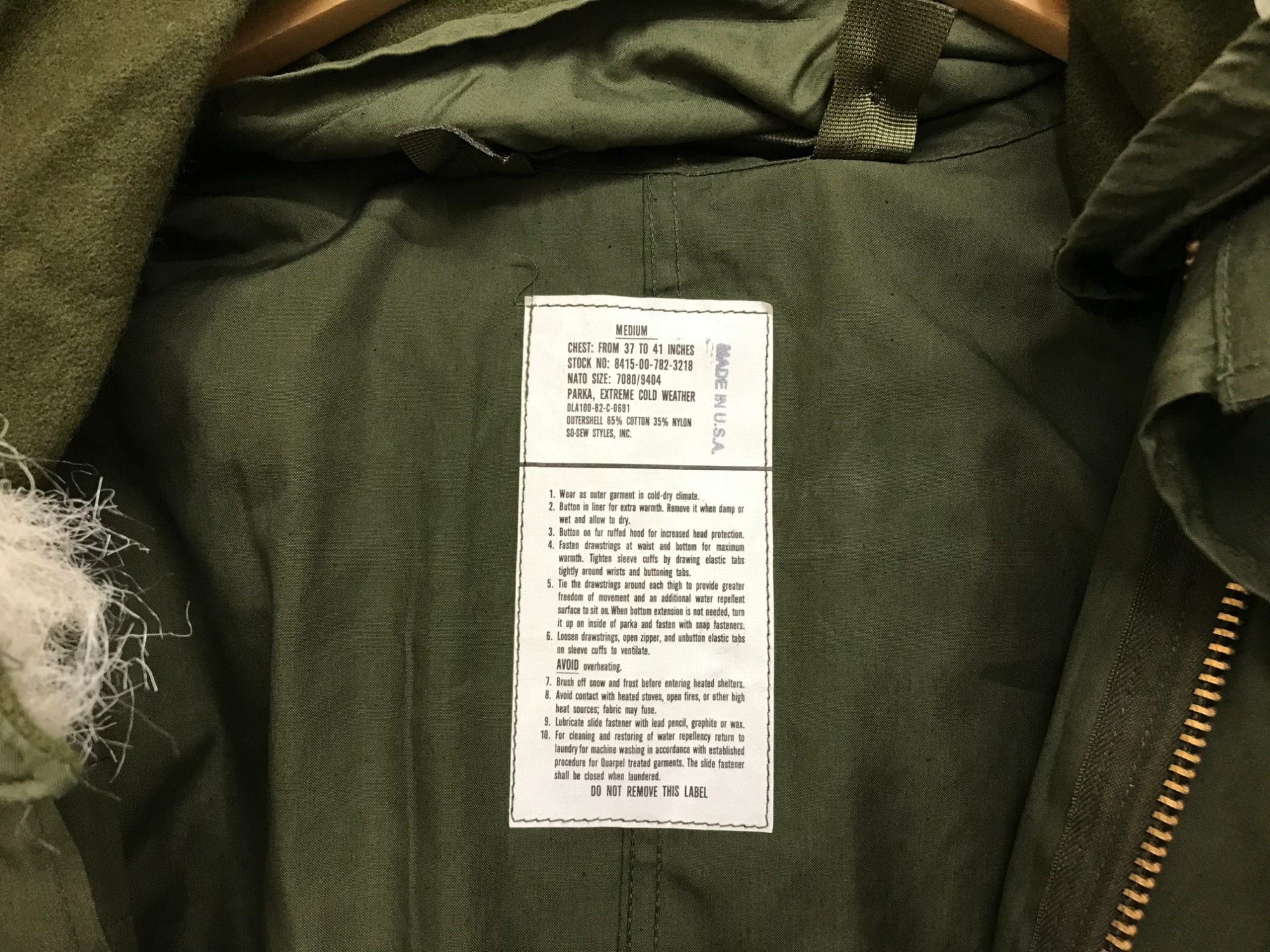 M-65 フィッシュテール 8415-00-782-3218 DEADSTOCK