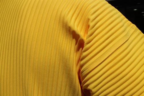 プリーツ半袖カットソーのイエロー