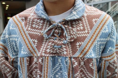 フランネルレースアップシャツのマルチカラー