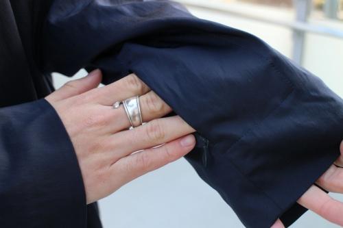 よそいきダブルロングコートのネイビー