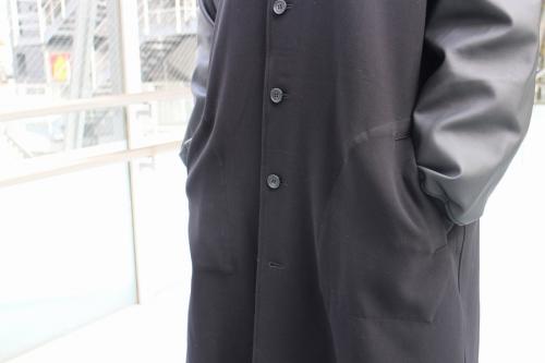 エコレザースリーブロングブルゾンのブラック