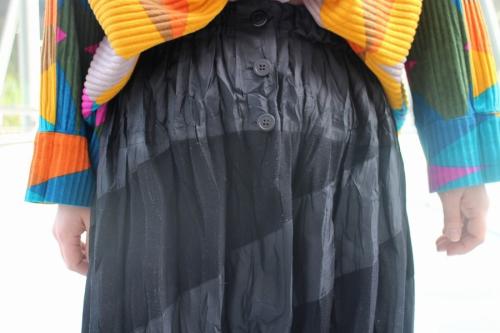 イッセイミヤケのパッチワークプリーツロングスカート