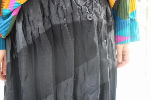 パッチワークプリーツロングスカートのブラック