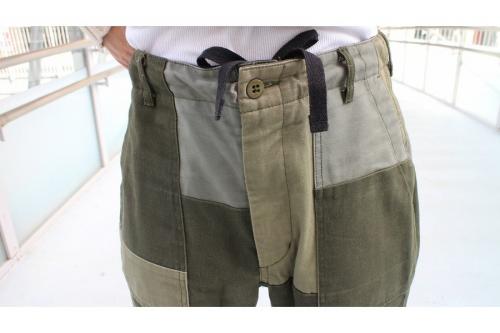 パッチワークファティーグパンツのオリーブ