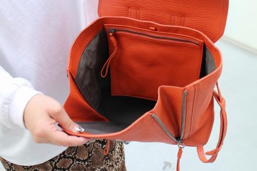 パシュリレザーバックパックのオレンジ