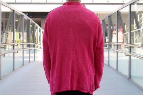 ラペルデザインニットカーディガンのピンク