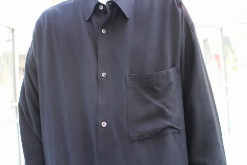 ビスコースレギュラーカラービッグスリーブシャツのブラック