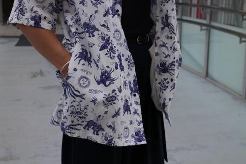 ノッチドカラーシャツのブルー×ホワイト